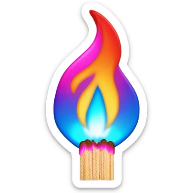 Pink and blue neon a burning match sticker