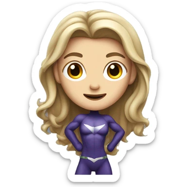 superhero lady standing with fair skin and long hair, full staning with legs visible sticker