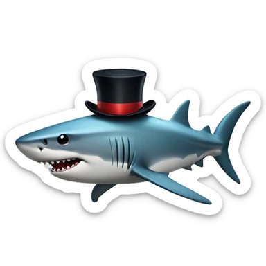 Shark with a top hat sticker