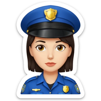 police woman with dark brown hair and bright skin sticker