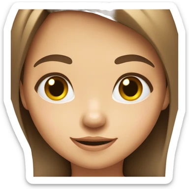 A girl with brown hair and light skin making a wink face sticker