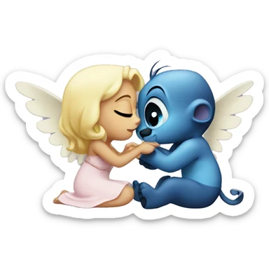 Stitch kissing angel sticker