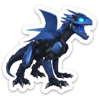  Cool Edgy Black Blue Digimon-Fakemon-Raptor-Dragon-Mecha full body sticker