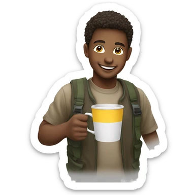smiling boys outdoors with cup (remove other factors) sticker
