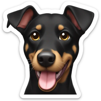 Black and tan kelpie with long tongue and floppy ear sticker