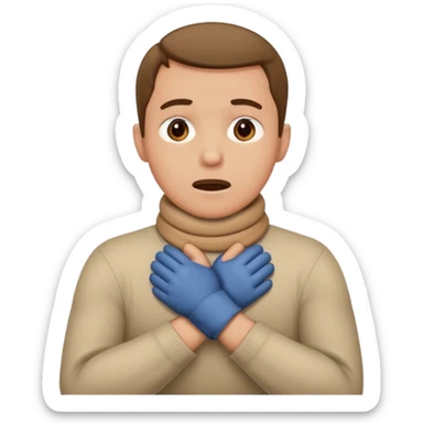 Man with hands gripped around neck crossed like he is choking sticker