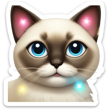 cute and fluffy siamese cat with christmas light sticker