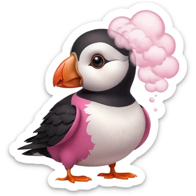 pink puffin steam blow steam sticker