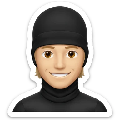 A guy with a mullet and a black baclava sticker