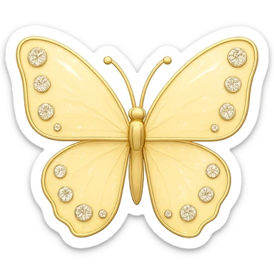 single soft yellow butterfly with light yellow enamel and sparkling gems sticker