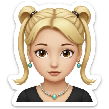 fancy blonde hair girl with ponytails brown makeup and jewellery sticker