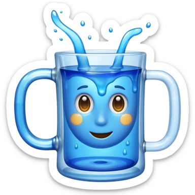 A large clear glass mug with a bright blue liquid inside. sticker