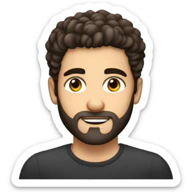 young portuese guy with brown eyes and hair and a beard, white skin, and whol body  sticker