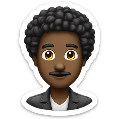 20 years black men with mini twisted afro and a small black moustache sticker