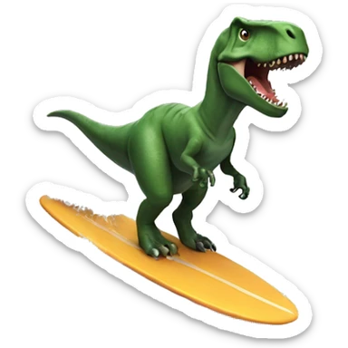 t-rex surfing a wave sticker
