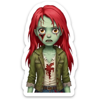 i want a pretty zombie girl emoji with red long hair sticker