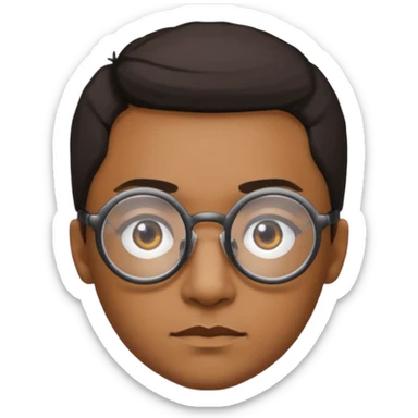 une personne de face avec des detail et des accessoirs/lunettes dans un rond  sticker