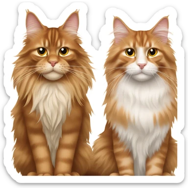 Brown maine coon cat with orange main coon cat sticker