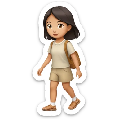 asian girl walk sticker