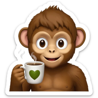 monkey sipping coffee sticker