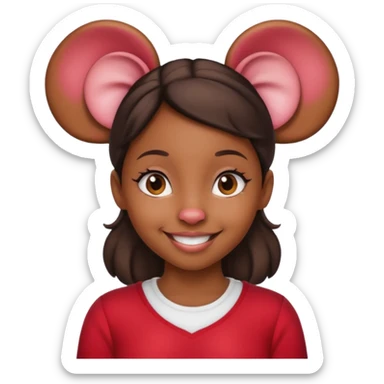 black girl with mouse ears sticker