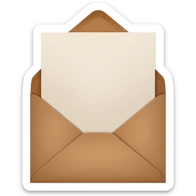 blank greeting card open with brown envelope next to it sticker