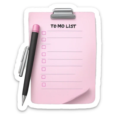 Light pink to do list with pen sticker