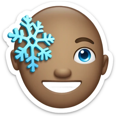 Smiling emoji with light blue snowflake eyes  sticker