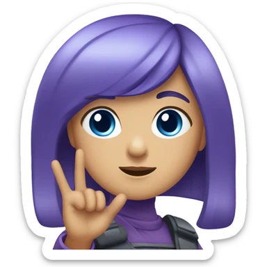 girl with (purple hair), (blue eyes), (saluting pose) sticker