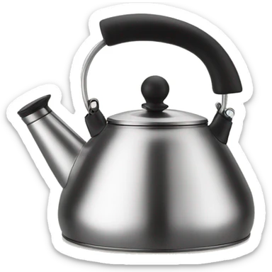 Kettle stainless steel black round handle on back sticker