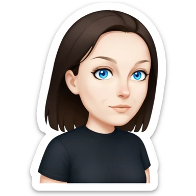 female, wearing black tshirt,  black hair   sticker