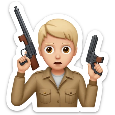 Person with gun to head sticker