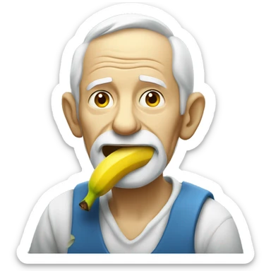 old man eating banana sticker