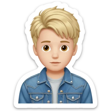 boy with 80s hairstyle and wears fancy denim jacket sticker