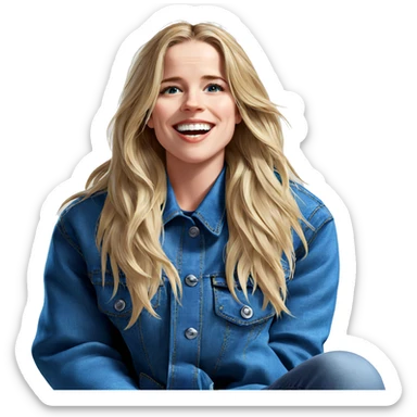 blonde girl in denim jacket sticker