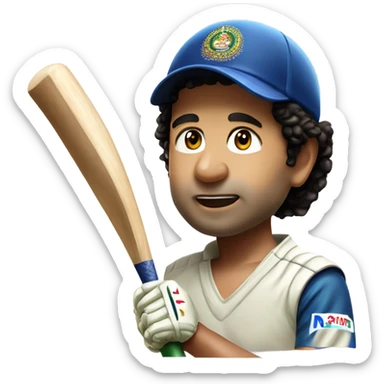 Sachin-Tendulkar with bat sticker
