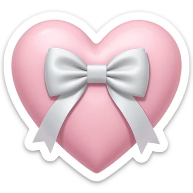 “3D emoji style, pastel pembe kalp, ortasında beyaz renkli fiyonk kurdele, yumuşak parlak yüzey, minimal detay, beyaz arka plan” sticker