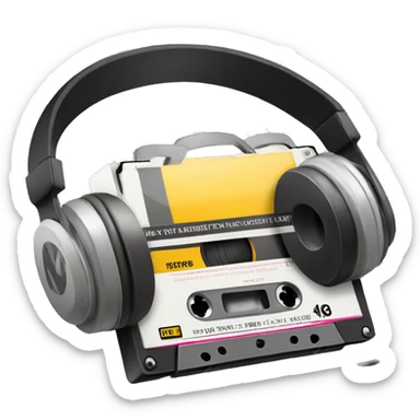 Cassette tape and headphones sticker