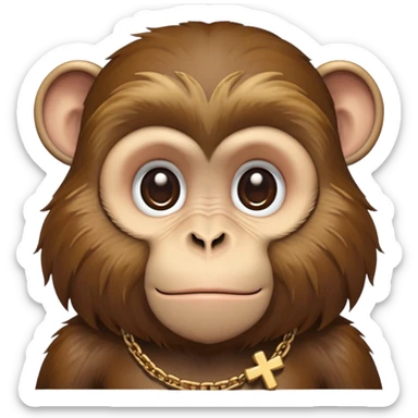 monkey with a cross necklace sticker