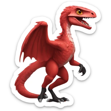 a red raptor with a big claw on his feet sticker