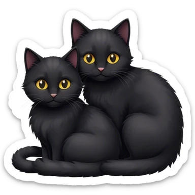 Black cat cuddling another black cat sticker