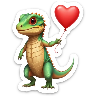 bearded dragon holding a heart balloon sticker