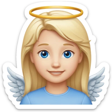angel emoji blonde hair, blue eyes and smiling sticker