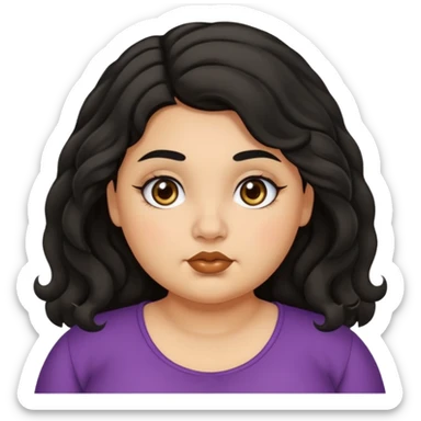chubby girl with olive skin tone , thick eyebrows , thick nose  and black wavy hairs sticker