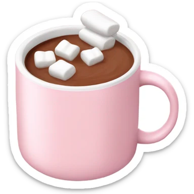 Light Pink mug of hot chocolate with marshmallows  sticker