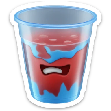 Very realistic blue and red slushy in a see-through plastic cup isolated sticker