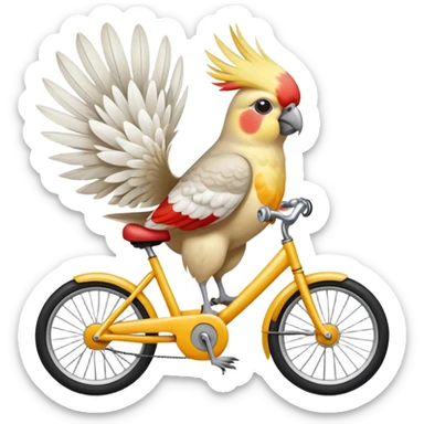 cockatiel riding a bike sticker
