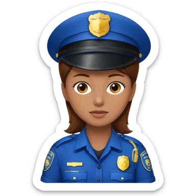 police woman with brown hair and bright skin sticker
