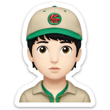 Boy with Black hair and gucci cap sticker