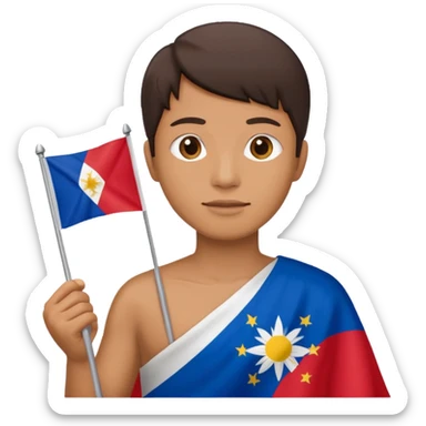 Holding a Philippine flag sticker
